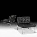 Kurt thut thut mobel pair of lounge chairs switzerland 1950s leather vinyl chromed steel each have a stendig paper label one stamped skai 28 12 x 27 x 29