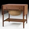 Hans wegner andreas tuck sewing table denmark 1960s teak oak cane branded 24 x 26 x 22 12