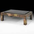 Paul evans directional patchwork coffee table usa 1970s copper bronze pewter slate unmarked 16 12 x 48 x 36