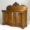 French style sideboard walnut with serpentine front and marble top 20th c 69 12 x 73 x 24