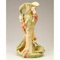 Dux large figural porcelain vase with art nouveau maidens lilies and marine life embossed 3401 overall 24 x 13 x11