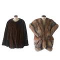 Racoon vest and mink jacket uniquely constructed 30 vest with brown silk interior 30 brown mink jacket with 22 flared sleeve both size large