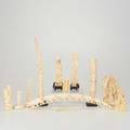 Carved ivory figures thirteen african or asian pieces 20th c african totem elephant bridge ladies boudoir pagoda etc tallest 15