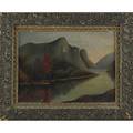 19th century landscape oil on canvas board framed 11 78 x 15 12