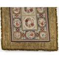 Tapestries two european 19th20th c one hooked with greek key border and floral interior the other dyed and stitched silk front in persian motif and tassel border silk 46 x 54