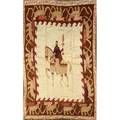 20th century wool area rug with rider on horseback 83 x 117
