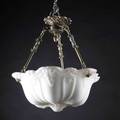 Classical parian glass chandelier with sepia patina 20th c three socket marked 20 x 20