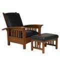 Contemporary arts  crafts bowarm morris chair and ottoman usa late 20th c oak with vinyl upholstery sam moore furniture co tags 39 x 34 14 x 40 14