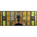 Stained glass large leaded glass panel in iron frame c1900 21 x 51 12
