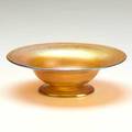 Tiffany gold favrile glass low bowl engraved signature lc tiffany  favrile  m 2 12 x 7 34 dia