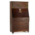 English arts  crafts dropfront secretary 1900 mahogany and brass 58 12 x 34 12 x 18