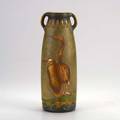 Imperial amphora large doublehandled vase with storks austria c1900 impressed marks 13 34 x 5