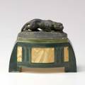 Amphora lidded dresser box with panther austria c1900 stamped austria11667 6 14 x 8 x 5