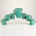 Rookwood matte green drink set pitcher and six mugs 1902 flame markii345cz pitcher 8