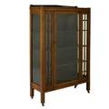 Arts  crafts single door china cabinet with three shelves usa ca 1910 quartersawn oak and glass  unmarked 64 12 x 42 x 16