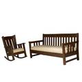 Arts  crafts droparm settee and arm rocker usa early 20th c quartersawn oak and dropin upholstered seats unmarked 35 12 x 73 12 x 31
