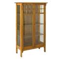 Arts  crafts twodoor china cabinet with three shelves early 20th c quartersawn oak and glass unmarked 56 12 x 34 x 15