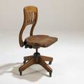 Arts  crafts swivel desk chair usa early 20th c quartersawn oak and patinated metal unmarked 36 x 25 x 15