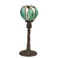 Handel lily table lamp with tree trunk base meriden ct c1920 patinated bronze leaded glass shade and base both marked handel 14 12 x 5 14 dia