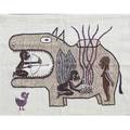 Edwin scheier wool weaving with animals figures and archer mexico 1960s unsigned 38 x 46