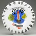Pablo picasso 18811973 madoura glazed faience plate with face france signed n 202 edition picasso 14500 madoura 10 dia