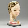 Goldscheider bust with light skin and gold curls austria 1940s50s stamped goldscheider wien made in austria hand decorated 7604 66 12 x 4 34