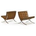 Ludwig mies van der rohe 1886  1969 knoll associates pair of barcelona lounge chairs new york 1960s stainless steel leather remnants of upholstery labels 29 12 x 29 x 30
