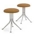 Alexander girard 1907  1993 herman miller pair of stools zeeland mi 1960s alulminum upholstery unmarked 21 12 x 16 sq