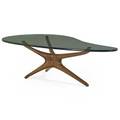 Vladimir kagan b 1927 vladimir kagan designs inc trisymmetric coffee table usa 1970s sculpted walnut glass unmarked 15 12 x 59 12 x 30