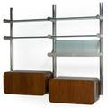 Pace wall unit usa 1970s figured walnut polished aluminum glass marked pace inside door as shown 77 x 81 12 x 18