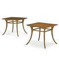 Th robsjohngibbings 1905  1976 widdicomb pair of walnut saber leg side tables grand rapids mi 1950s decal labels stenciled markings 20 x 24 sq