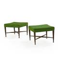 Edward wormley 1907  1995 dunbar pair of benches berne in 1960s lacquered mahogany upholstery brass d labels 17 x 23 sq