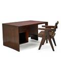 Pierre jeanneret 1896  1967 desk and chair from the chandigarh administrative buildings franceindia ca 1957 indian rosewood teak leather woven cane upholstery unmarked desk 27 34 x 4