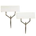 Felix agostini 1912  1974 pair of sconces france france 1960s patinated bronze linen shades two sockets unmarked 22 x 18 x 5 12