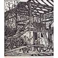 Wharton esherick 1887  1970 woodblock print on rice paper from song of the broad axe building paoli pa signed titled numbered 18 also signed in image image 9 12 x 8 14