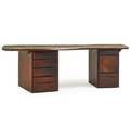 Wharton esherick 1887  1970 exceptional figured walnut double pedestal desk paoli pa 1945 carved mcmxlv we 27 34 x 88 x 32 provenance original owner thence by descent