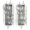 Italian pair of sconces 1970s glass chromed steel unmarked 21 x 8 12 x 5