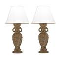 James mont 1904  1974 james mont design pair of table lamps new 1960s carved gessoed and silvered wood single sockets linen shades unmarked overall 38 12 x 20 12 base 24 12