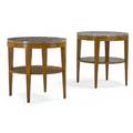 Tommi parzinger 1903  1981 charak modern pair of lamp tables boston ma 1940s bleached mahogany marble decal labels 26 14 x 26 dia