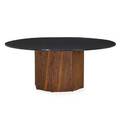 Phil powell 1919  2008 exceptional and massive diningconference table new hope pa 1960s sculpted and chipcarved walnut wrought iron slate unmarked 29 12 x 72 dia provenance purchas