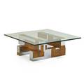 Paul evans 1931  1987 directional cityscape coffee table usa 1970s birds eye maple burl chromed steel glass unmarked 15 x 42 sq