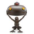 Austrian figural grotesque lamp austria ca 1900 patinated brass copper glass two sockets unmarked 19 x 16 x 11