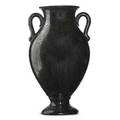 Fulper two urns in mirror black glaze flemington nj 19161922 both have incised vertical racetrack mark taller 13 x 7 12