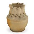 George ohr 1857  1918 large bisque vase with inbody twist and folded rim biloxi ms 18981910 script signature 6 x 5