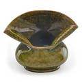 George ohr 1857  1918 small folded vessel mossy green glaze with speckles biloxi mi 18951996 stamped ge ohr biloxi miss 3 x 4 x 3 14 provenance sothebys arcade auctions lot 227