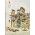 Mariano de franceschi italian 18491896 watercolor on paper of roma landscape with figure framed signed 26 x 18 12 sheet