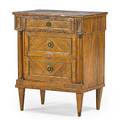 Italian nightstand mixed woods with three drawers 19th c 29 x 24 x 15