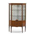 Louis xvi style curio cabinet mixed woods with beveled glass door and sides two glass shelves early 20th c 54 12 x 34 x 15