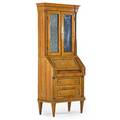 Italian secretary desk twopiece in mixed woods with mirrored doors early 20th c 73 12 x 30 x 15 12