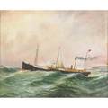 Reuben chappell british 18701940 oil on canvas of a british mercantile steamship framed signed 20 18 x 30 18
